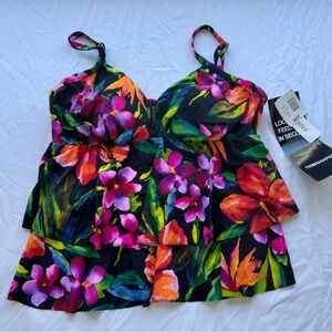 Trimshaper Slimming Women’s Tankini Swim Top Size 14 NWT Tropical